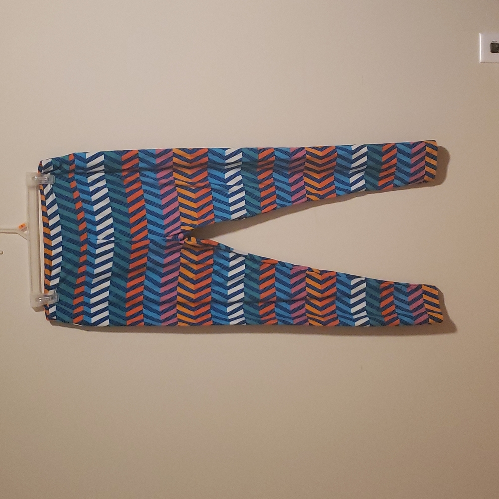 LuLaRoe TC Leggings Multicolor Blue Peach Orange Lavender stripes